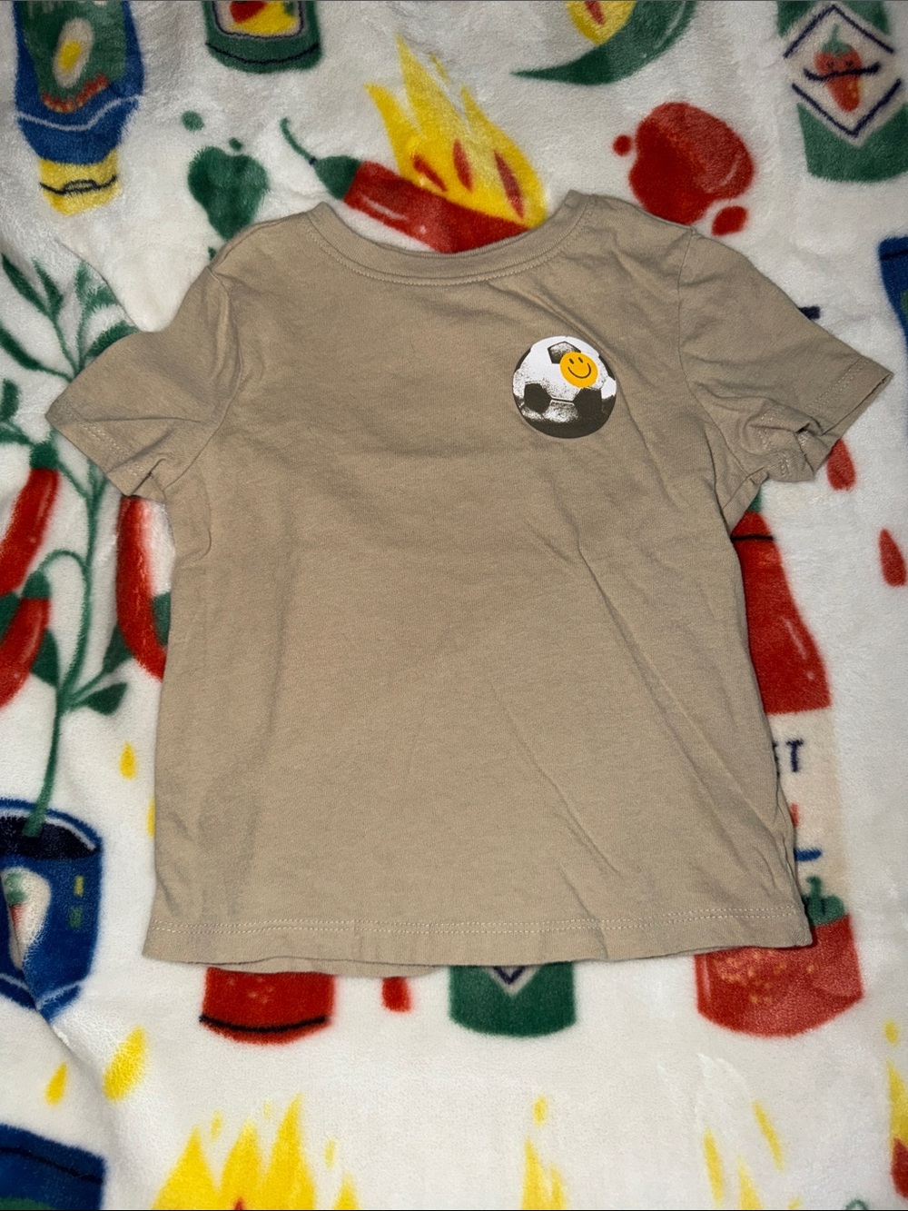 Old Navy Tan Short-Sleeve Tee with Soccer Smiley Graphic
